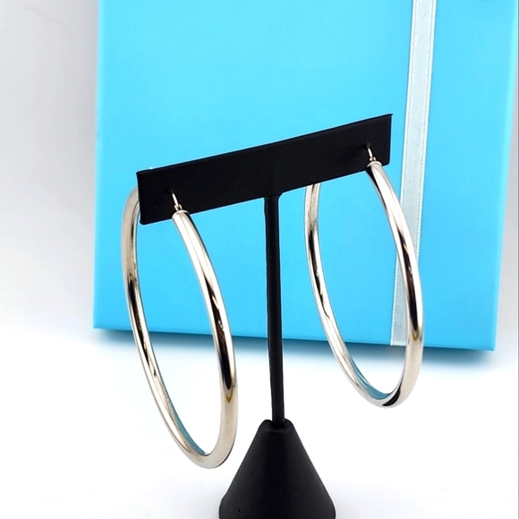 Elegant Silver Hoop Earrings Stamped 925